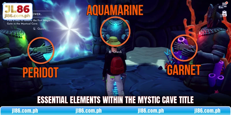 Essential elements within the Mystic Cave title Essential elements within the Mystic Cave title