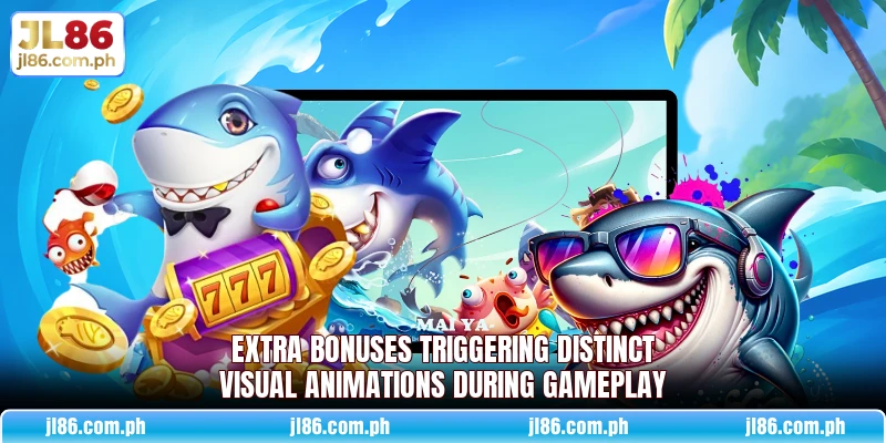 Extra bonuses triggering distinct visual animations during gameplay Extra bonuses triggering distinct visual animations during gameplay
