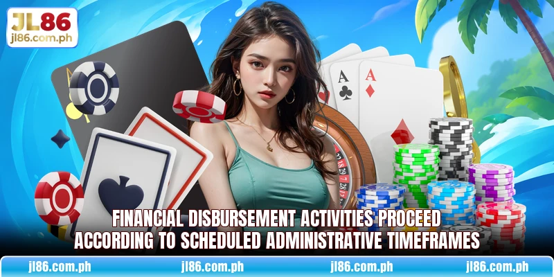 Financial disbursement activities proceed according to scheduled administrative timeframes Financial disbursement activities proceed according to scheduled administrative timeframes